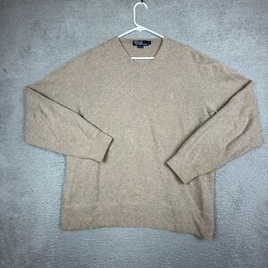 Polo Ralph Lauren Mens V Neck Cotton Sweater Large Classic‎ Fit Tan